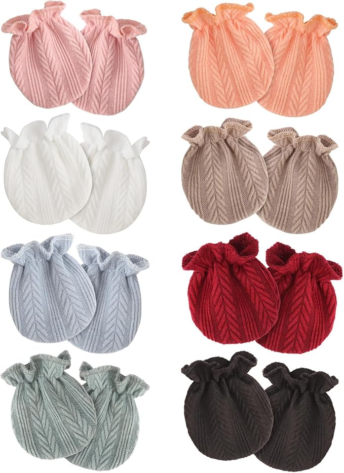 AQOKKA Newborn Baby Mittens No Scratch Cotton Elastic Wrist Gloves Infant by AQOKKA