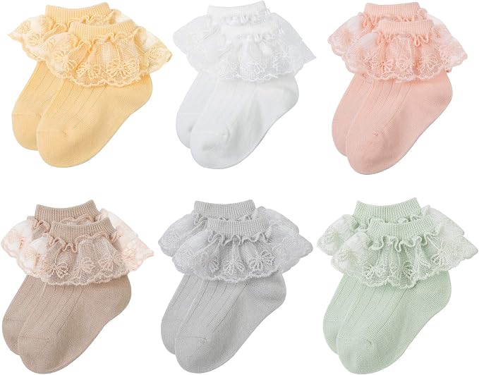 6 Pairs Baby Girls Socks by VINIKNIKA