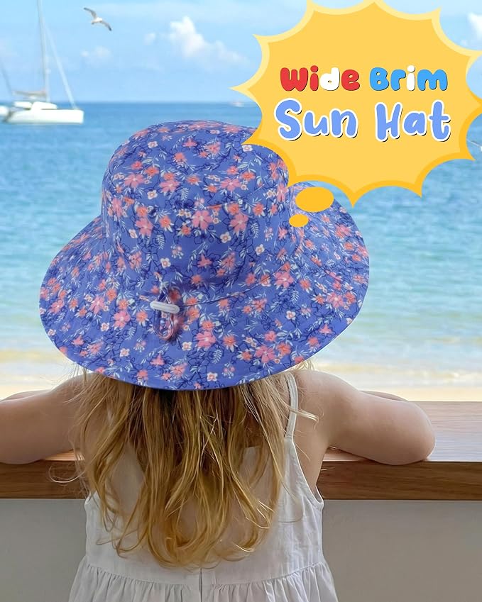 Baby Sun Hat Kids Summer Sun Protection Toddler Bucket Hat Wide Brim Adjustable - Image 2