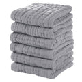 Muslin Baby Washcloths 6 Pack, 100% Cotton Wash Cloths for Babies, Large 12''X12'' Burp Cloths Absorbent and Soft for Newborn Infants Kids Boys Girls - Light Gray