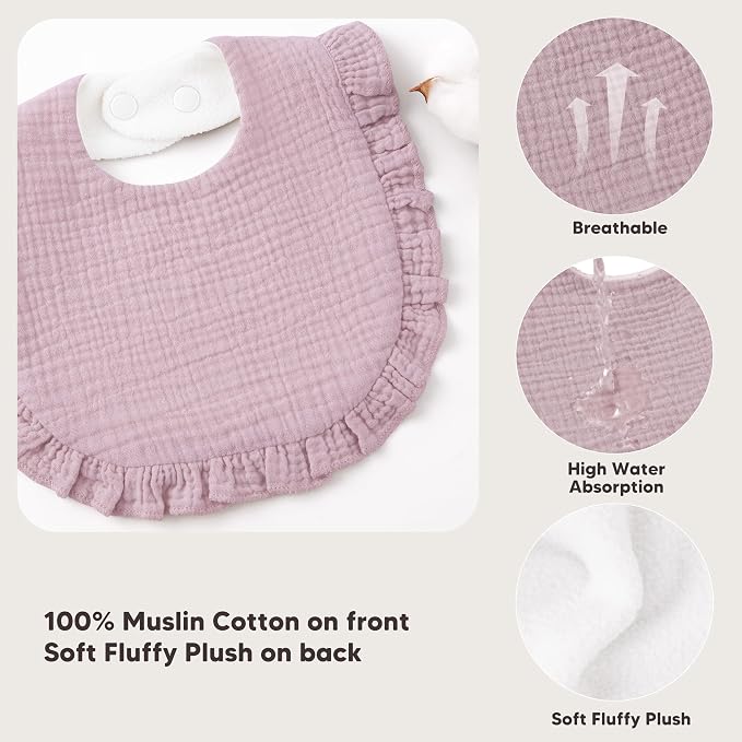 Bearmoss 8 Pack Muslin Baby Bibs - Image 4