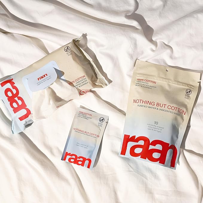 Raan, 100% Cotton Baby & Toddler Wipes, Unbleached, 99% Purified Water, Unscented, EWG verified, Made for Sensitive Skin, Extra Soft and Durable, 4 pack, 240 Count