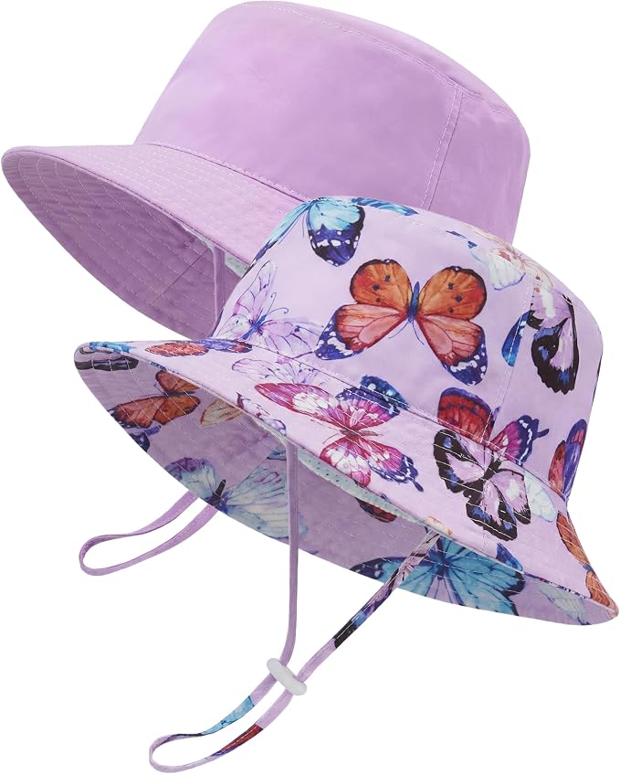 Baby Sun Hat Kids Summer Sun Protection Toddler Bucket Hat Wide Brim Adjustable by HONGTEYA