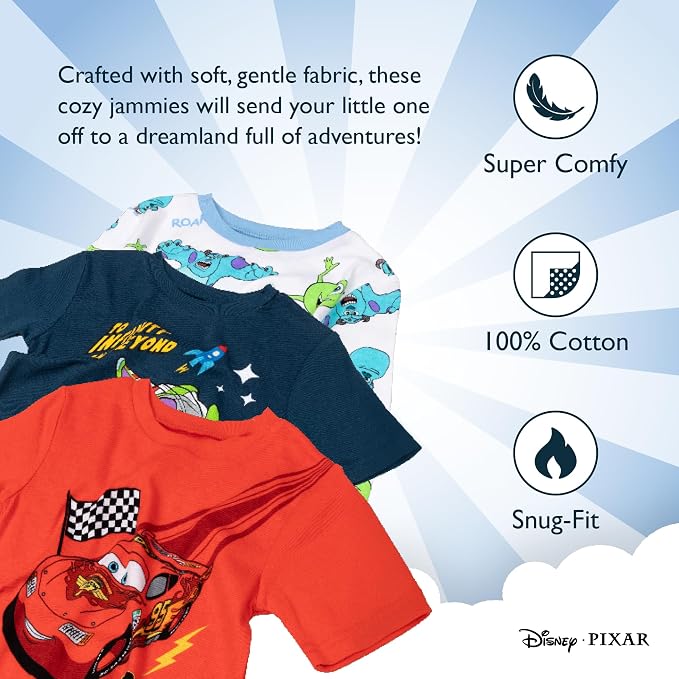 Disney Unisex Kids' 6-piece Snug-fit Cotton Matching Comfortable Pajama Set - Image 3