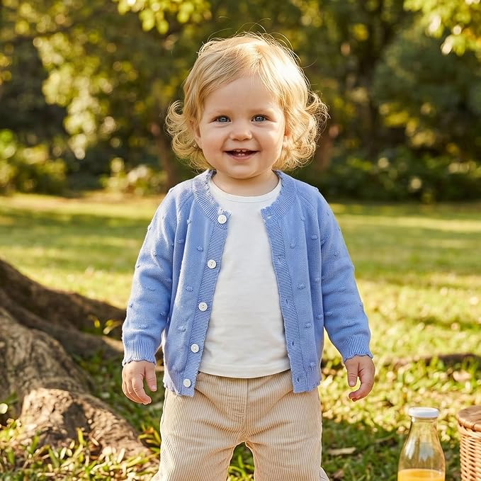 BULINGNA Toddler Baby Girl Cardigan Sweater Long Sleeve Button Down Knit - Image 3