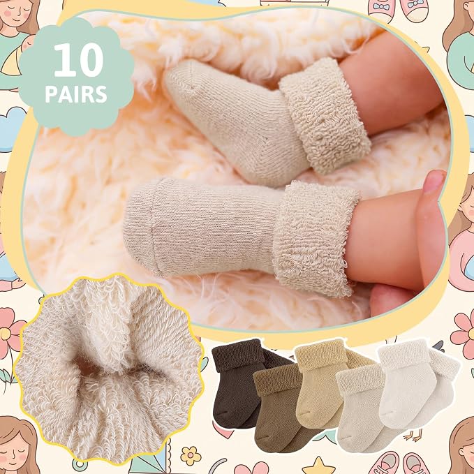 Twistover 10 Pairs Preemie Cotton Turn Cuff Socks - Image 3