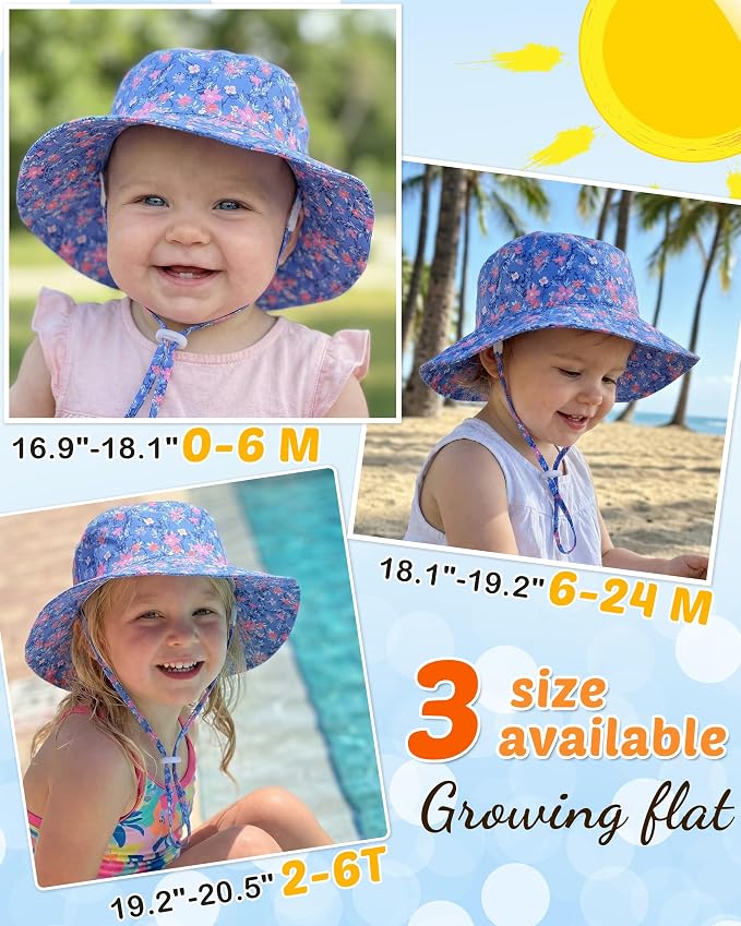 Baby Sun Hat Kids Summer Sun Protection Toddler Bucket Hat Wide Brim Adjustable - Image 5