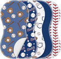 SmoothNovelty 5 Pack Baseball Baby Burp Cloths Soft Absorbent Burping Rags by SmoothNovelty