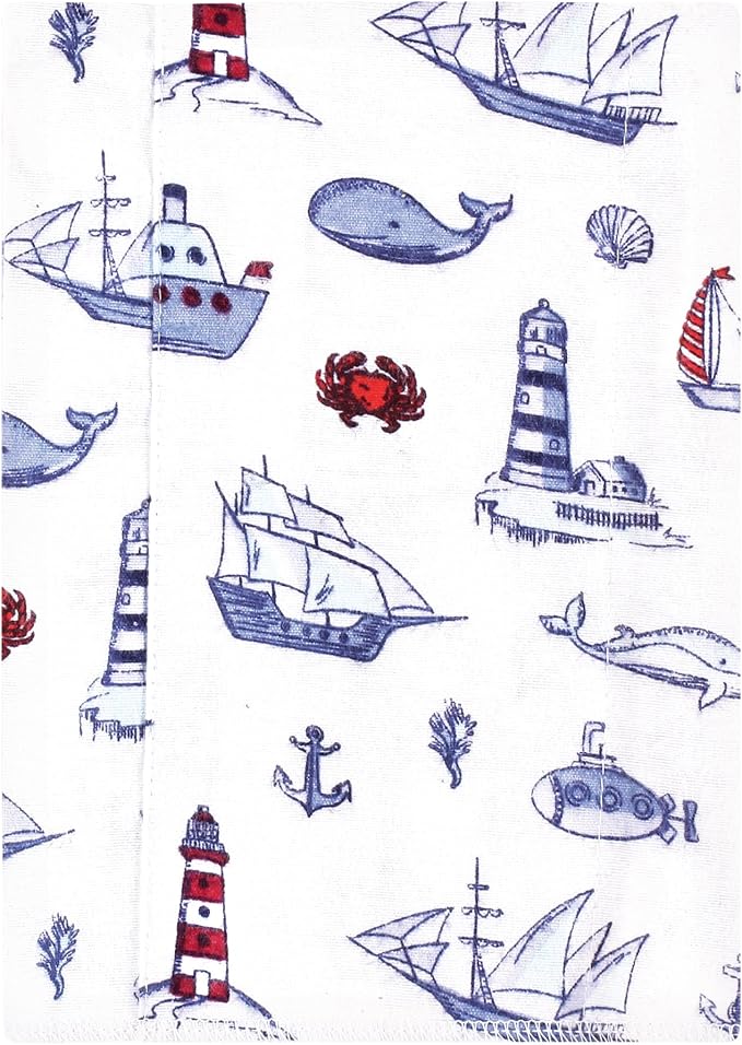 Luvable Friends Hudson Baby Flannel Burp Cloths 7pk, Coastal Lighthouse - Image 2
