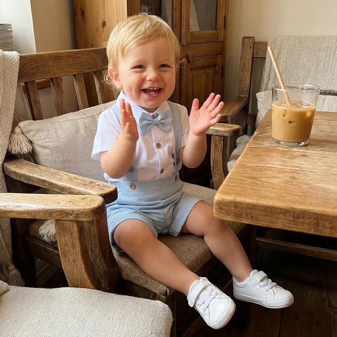 PUHHAPIEY Baby Boy Gentleman Wedding Outfit Dress Romper Suspender Pants | 0 3 - Image 2