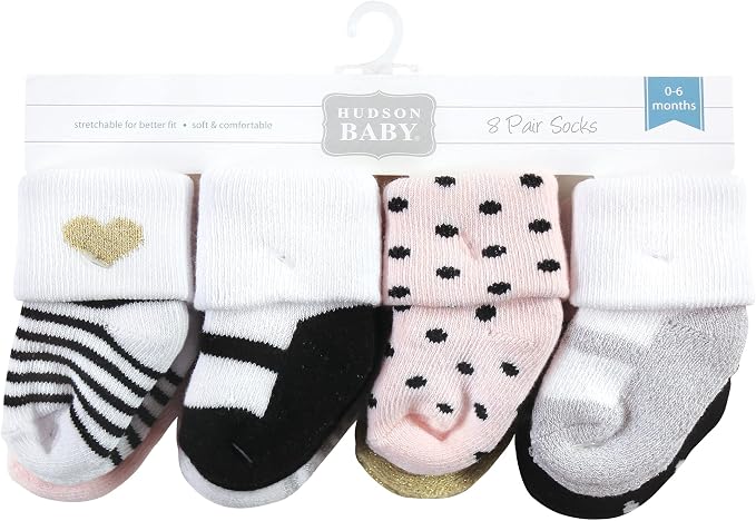 Hudson Baby Baby 8-pack Cotton Rich Newborn and Terry Socks - Image 2