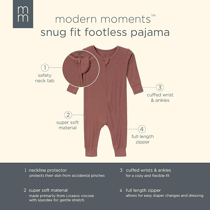 Modern Moments by Gerber Baby Viscose 2-pack Footless Tight Fitting Pajamas - Image 7
