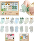 GOTS Organic Cotton Blend 7 Baby Socks 0-6 Months Animal Design Non Slip by Infancie