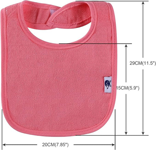 12 Pack Terry Drool Cotton Bibs, Unisex Baby Bibs with Fiber Filling Waterproof for Feeding, Teething, Drooling