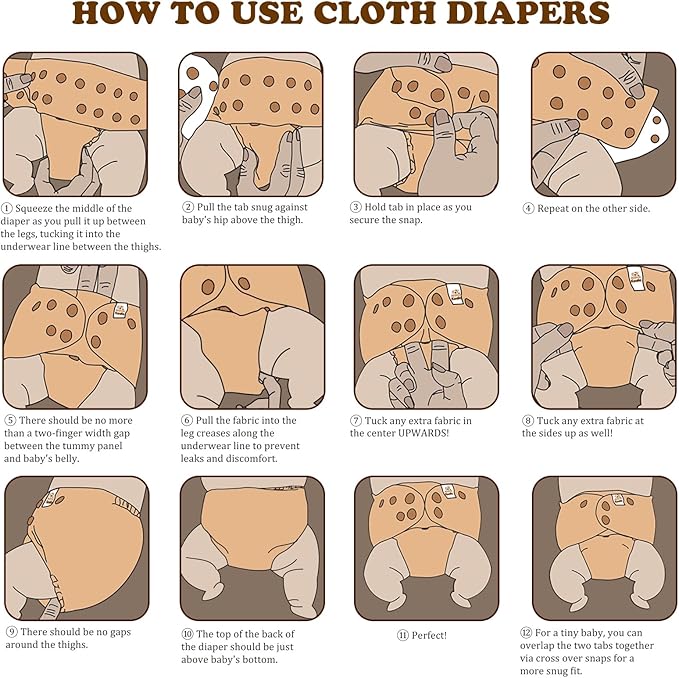 Mama Koala 3.0 Pocket Cloth Diapers for Babies with Suede Lining, 6 Pack with 6 4-Layer Natural Cloth Diaper Inserts - Reusable and Washable Pocket Diapers (S-Hardworking Bees)