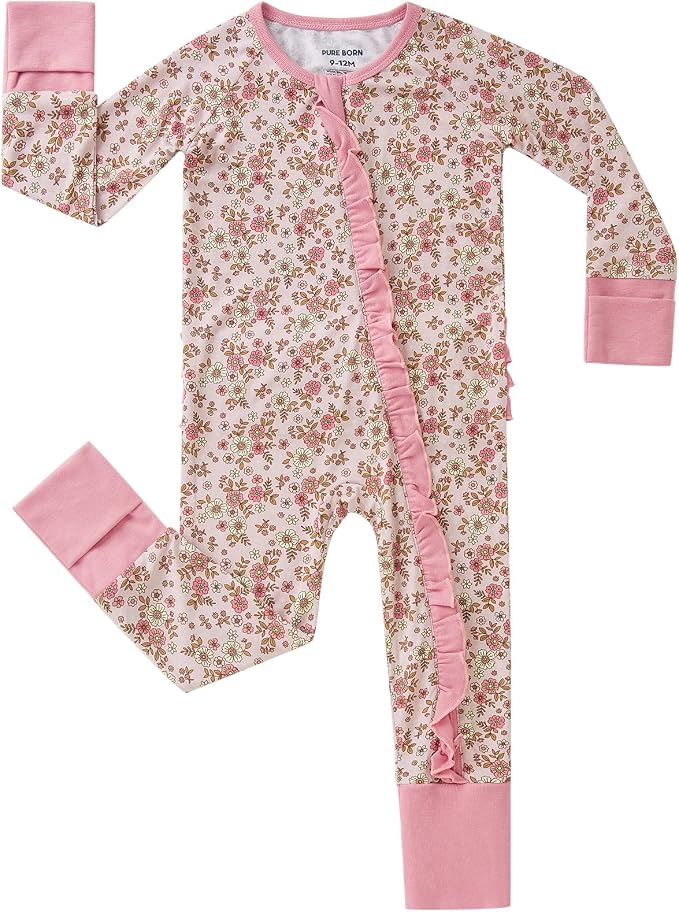 pureborn Baby Sleeper Viscose from Bamboo Zipper Footies 0-24 Months by pureborn