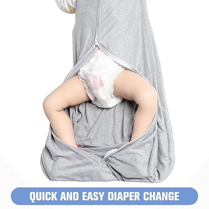 Baby Sleep Sack 18-24 Months Baby Wearable Blanket 100% Rayon Cotton 2-Way Zipper Toddler Sleeping Sack，Comfy Soft Lightweight TOG 0.3(grey)