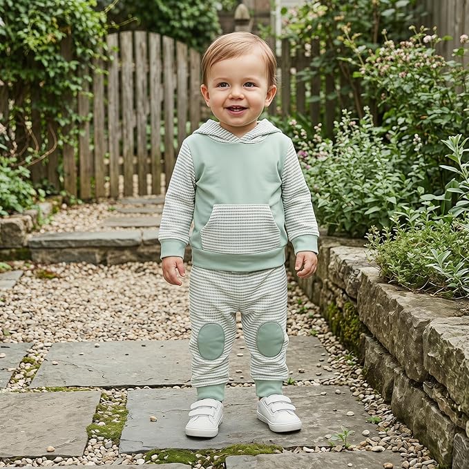 Infant Baby Boy Fall Winter Clothes Outfit Hooded Long Sweatshirt Pant Set - Image 6