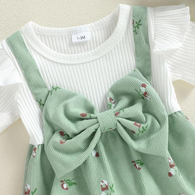 YINGISFITM Newborn Baby Girl Summer Clothes Short Sleeve Bubble Romper Bow - Image 8