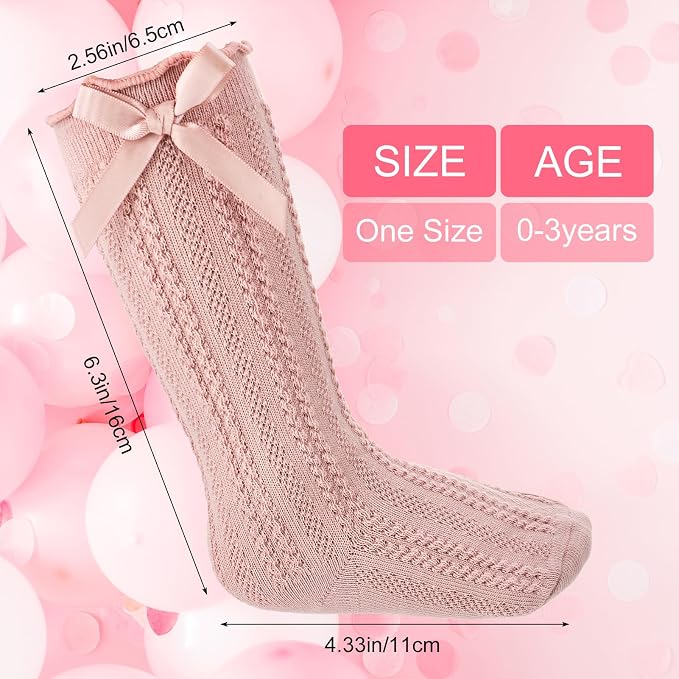 JATEBI Baby Big Bow Headband Knee High Socks Set - Image 4