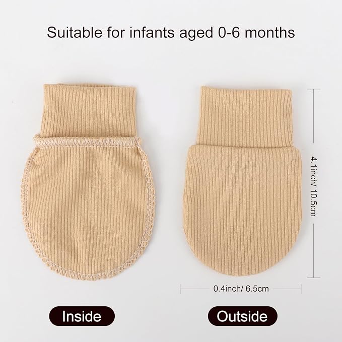 AQOKKA Newborn Baby Mittens No Scratch Cotton Elastic Wrist Gloves Infant - Image 6