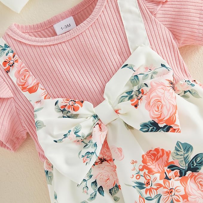 YINGISFITM Newborn Baby Girl Summer Clothes Short Sleeve Bubble Romper Bow - Image 7