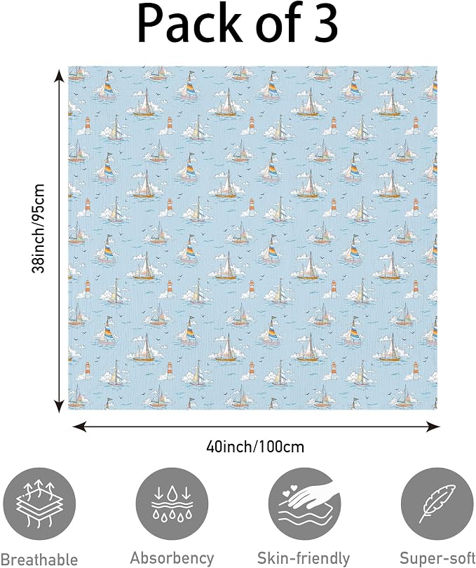 Muslin Swaddle Blankets for Newborn, 3 Pack Breathable Soft Receiving Blanket - Image 7