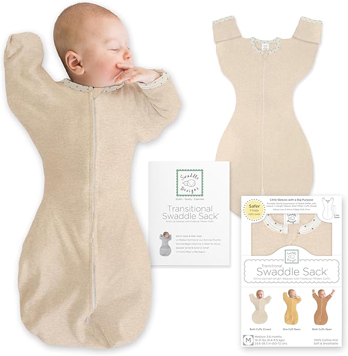 SwaddleDesigns Transitional Swaddle Sack, Arms Up Half-Length Sleeve & Mitten by SwaddleDesigns
