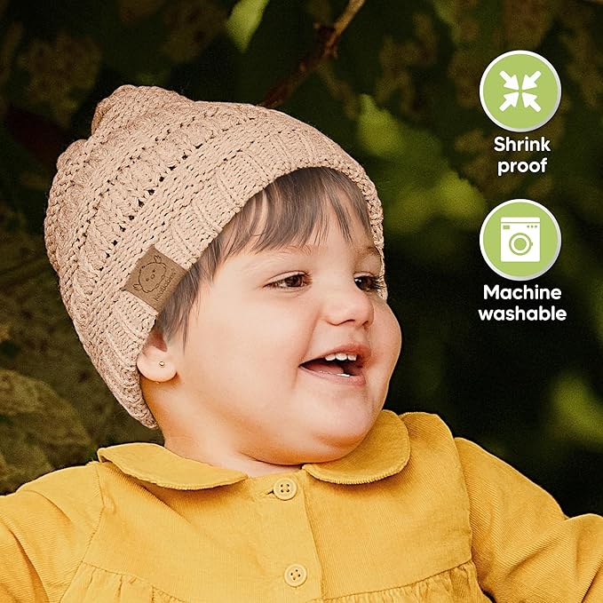 3-Pack Baby Beanies for Boys, Girls - Stretchy Knit Baby Hats, Cute Newborn & Toddler Winter Hat, Soft & Warm Infant Beanie 6-36 Months (Macaron, M)