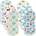 6 Pack Ocean Theme Baby Burp Cloths, 20x10 Contoured Burp Rags by Spriggenix