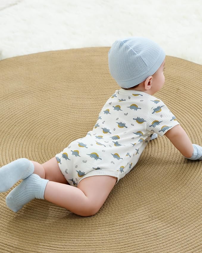 Baby Bodysuits Ribbed Mix Summer Newborn Boy Girl Clothes 5-pack | Multiple - Image 3
