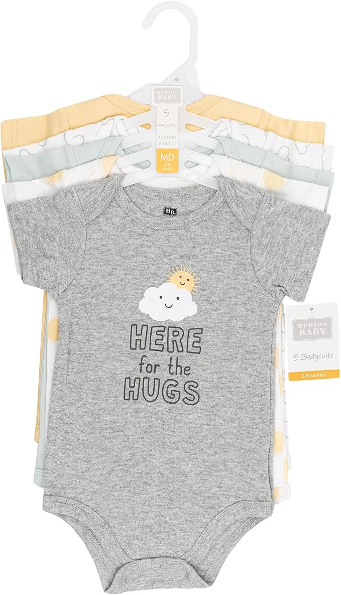 Hudson Baby Unisex Baby Cotton Bodysuits 5-Pack - Image 2