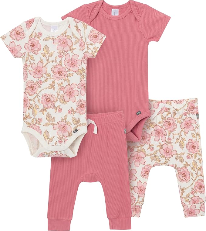 Modern Moments by Gerber Baby Viscose 4-Pack Bodysuit & Pant Set by ModernMomentsbyGerber