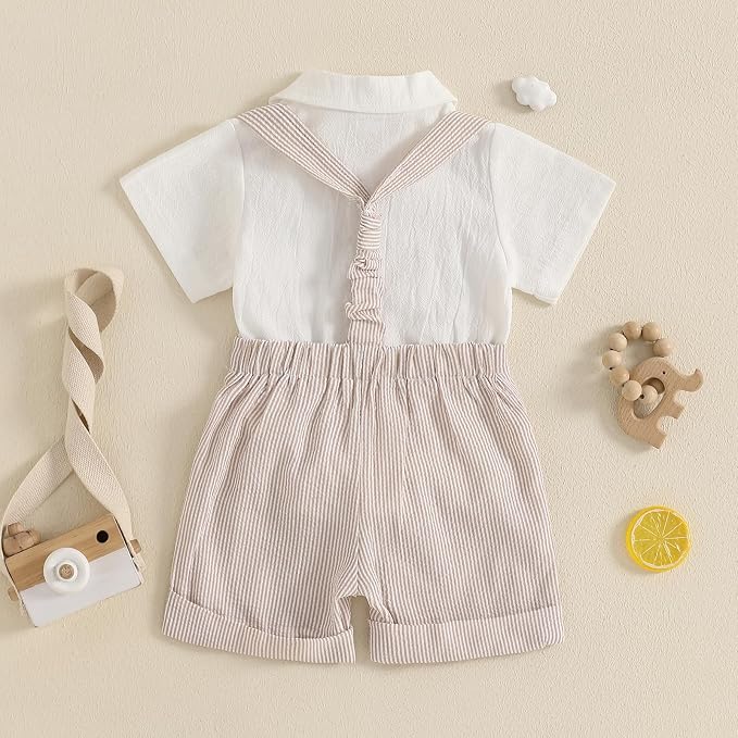 PUHHAPIEY Baby Boy Gentleman Wedding Outfit Dress Romper Suspender Pants | 0 3 - Image 3