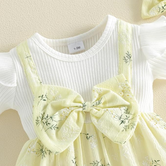YINGISFITM Newborn Baby Girl Summer Clothes Short Sleeve Bubble Romper Bow - Image 7