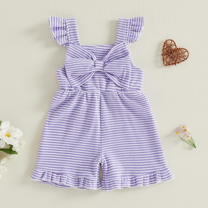 Little Girl Romper Toddler Overalls Summer Bow Jumpsuit Boho Outfit 6M-5T - Image 5