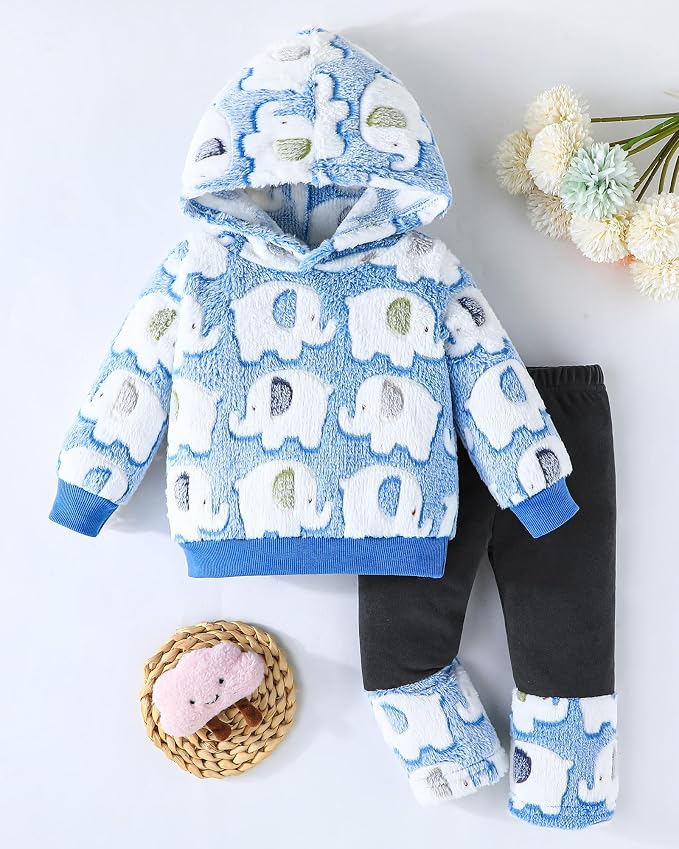 Jecson Toddler Girl Clothes Baby Girl Fleece Hoodie Outfits Thick Thermal - Image 8
