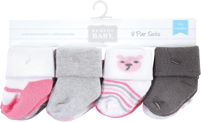 Hudson Baby Baby 8-pack Cotton Rich Newborn and Terry Socks - Image 2