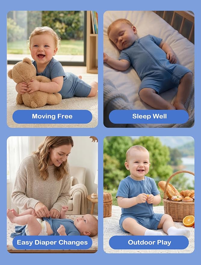 JunNeng Short Sleeve Romper, Rayon from Bamboo Baby Boy Sleeper Jumpsuit - Image 6