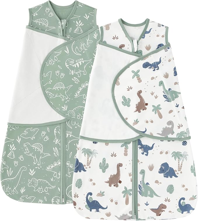Baby Swaddle 3-6 Months, Cotton Transitional Swaddle Sack | Quiet hook-and-loop by FIEMOL