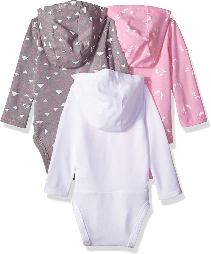 Hanes Baby Long Sleeve Bodysuit, Ultimate Bodysuit Hoodie Boys & Girls - Image 2