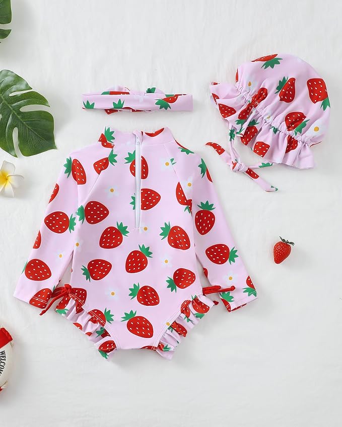 Renotemy Baby Swimsuit Girls One-Piece Swimwear Baby Beach Essentials 3M-3T - Image 5
