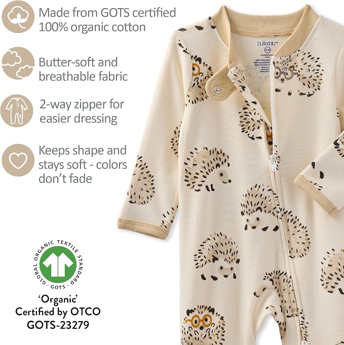 Butterblu Scout Sleep & Play 100% Organic Cotton Footed Zip Front PJs | GOTS - Image 6
