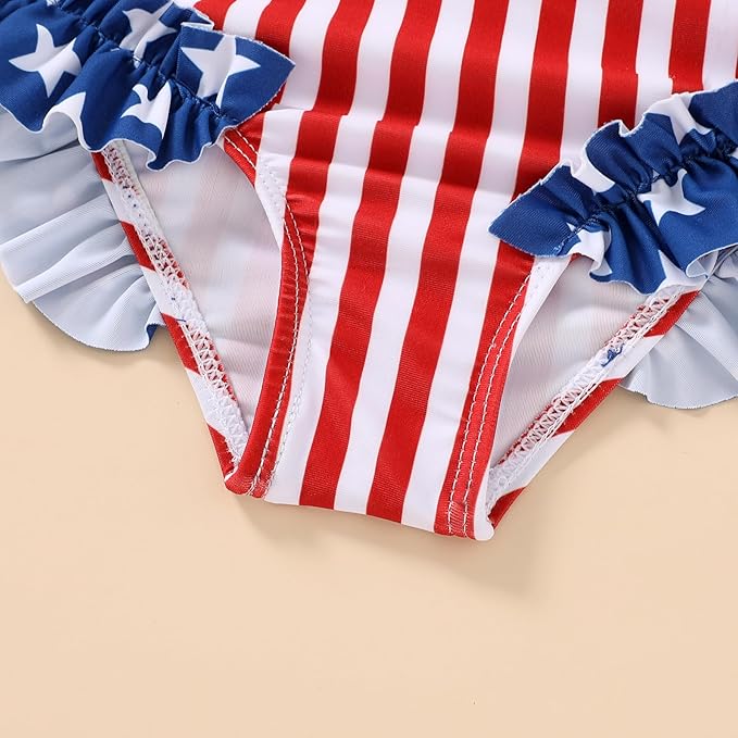 Happy Town Toddler Swimsuit Girl Solid Color Stripe One-Piece Baby Bathing Suits