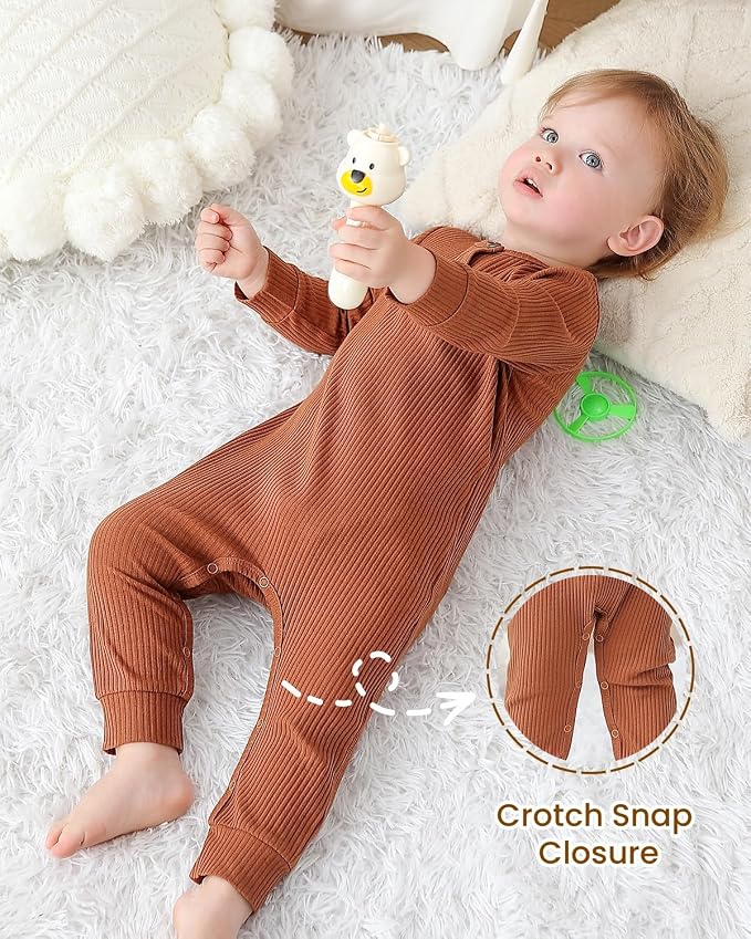 Bafeicao Baby Boy Girl 2/3 Pack Solid Romper Ribbed Short/Long Sleeve | - Image 6