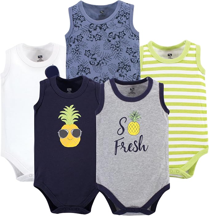 Hudson Baby Basics Unisex Baby 5-Pack Sleeveless Baby Bodysuits by HudsonBaby
