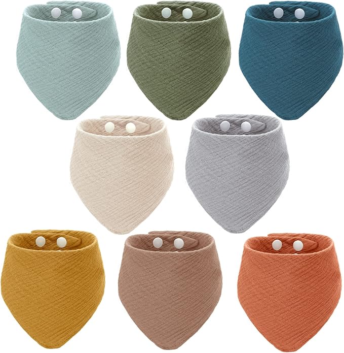 Funtery 8 Pcs Adult Drool Bibs Absorbent Bandana, Soft 8 Colors by Funtery