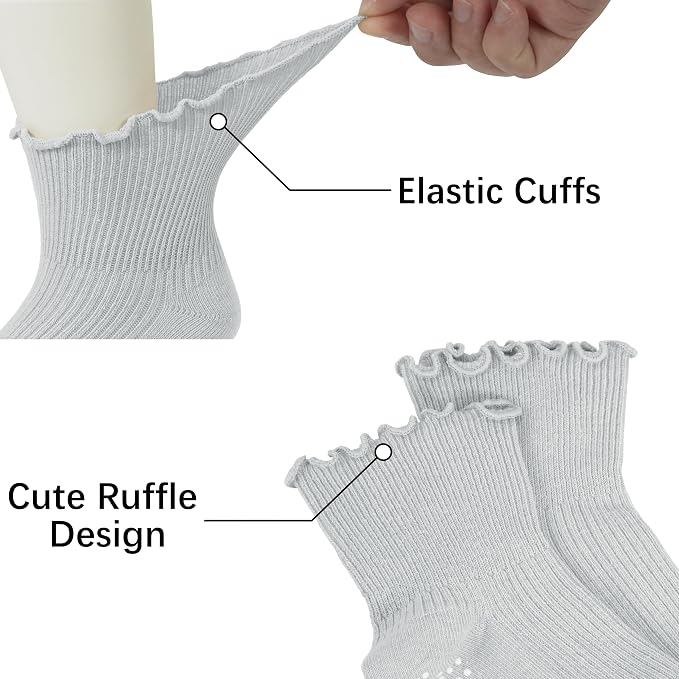 Girls Ruffle Socks Non-Slip Ankle Socks - Image 5