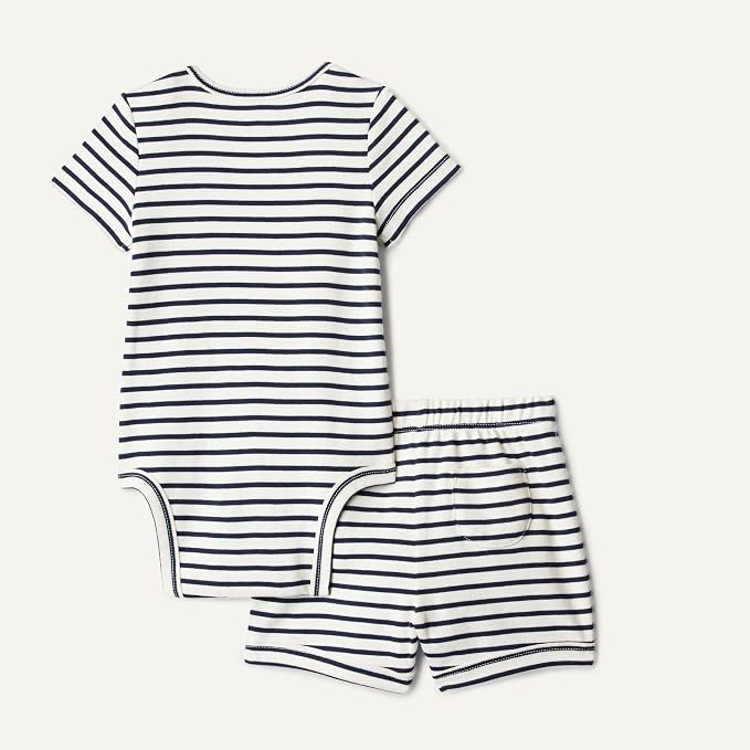 Amazon Essentials Unisex Toddlers' Short Sleeve 100% Cotton Bodysuit and Short - Image 3
