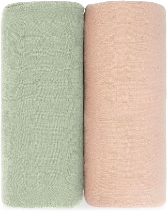 Comfy Cubs Muslin Swaddle Blankets Pack of 2, 47 x 47 Inch Soft Cotton Baby by ComfyCubs
